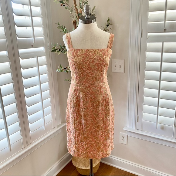 Dolce and Gabbana peach and gold brocade silk dress size it44/us8 - Picture 1 of 7